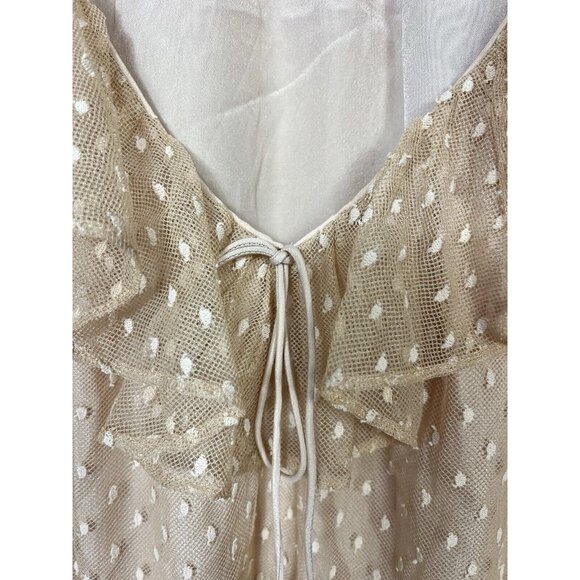 J Crew Blouse Small Victorian Nude Blush Sheer Swiss Dot Ruffle Romantic Fairy - Picture 6 of 14